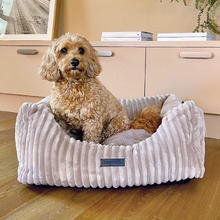 Velour Corduroy Bolstered Dog Bed
